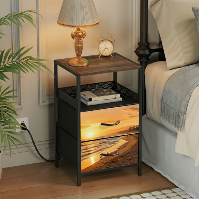 15.7'' W Metal Nightstand