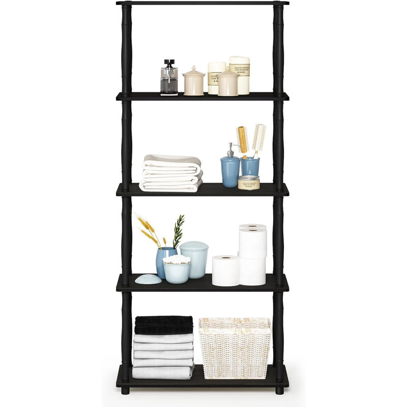 Elva 23.6'' W Plastic Shelving Unit, Espresso/Black