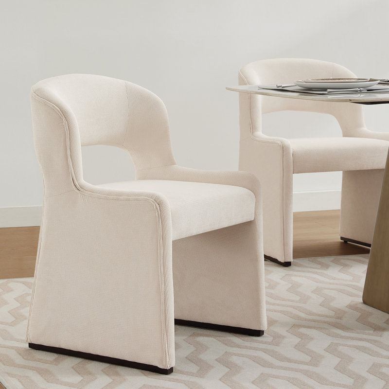 Chaises de salle à manger rembourrées modernes à oreilles pour le salon de la salle à manger, 2, Blanc