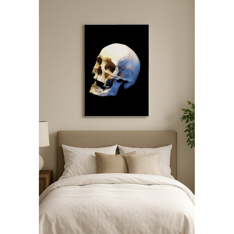 Étude de crâne humain — Portrait en métal mural, H 14 po x l 11 po