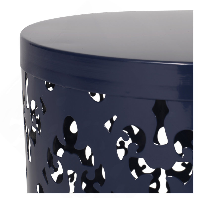 Outdoor Metal End Table -Large, Navy Blue