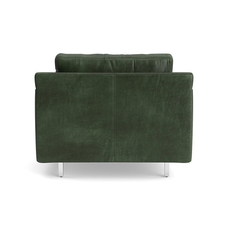 Hunter Upholstered Armchair, Polished Stainless Steel, Bedford - Evergreen