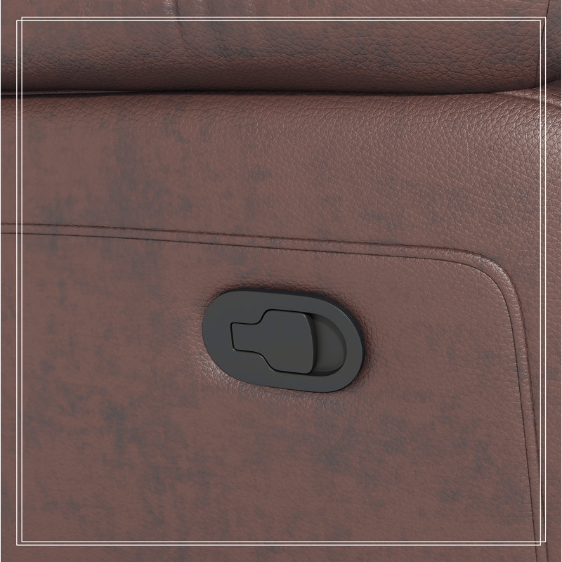 Breathable Power Reclining Sofa with Drop Down Table,USB Button and Wireless Charger, Brown Genuine Leather