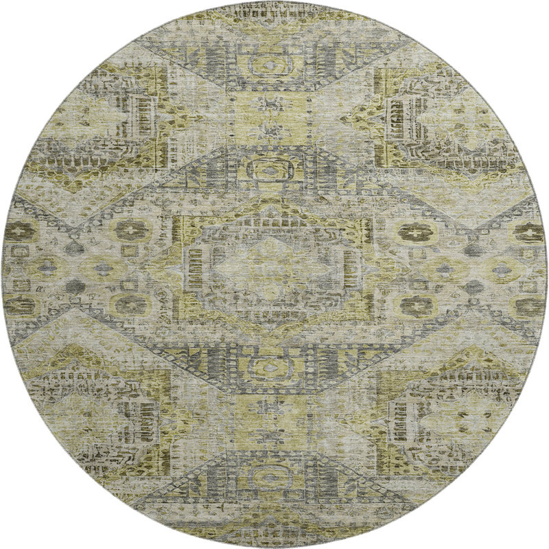 Premium Machine Washable Alaina AMF1929 Global Rug, Round 8'
