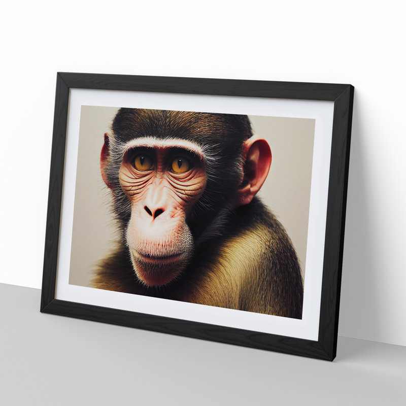 Monkey - Framed Print, Black Framed, 46cm H x 64cm W x 2cm D