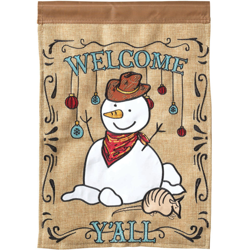 Y’all-bonhomme de neige 18 côtés 18 x 13 po welcome drapeau de jardin