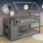 Twin Over Twin House Bunk Bed With Shelves And Drawers-733024511