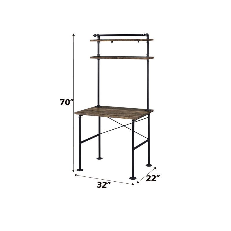 Bureau en métal avec style rustique et étagères pratiques