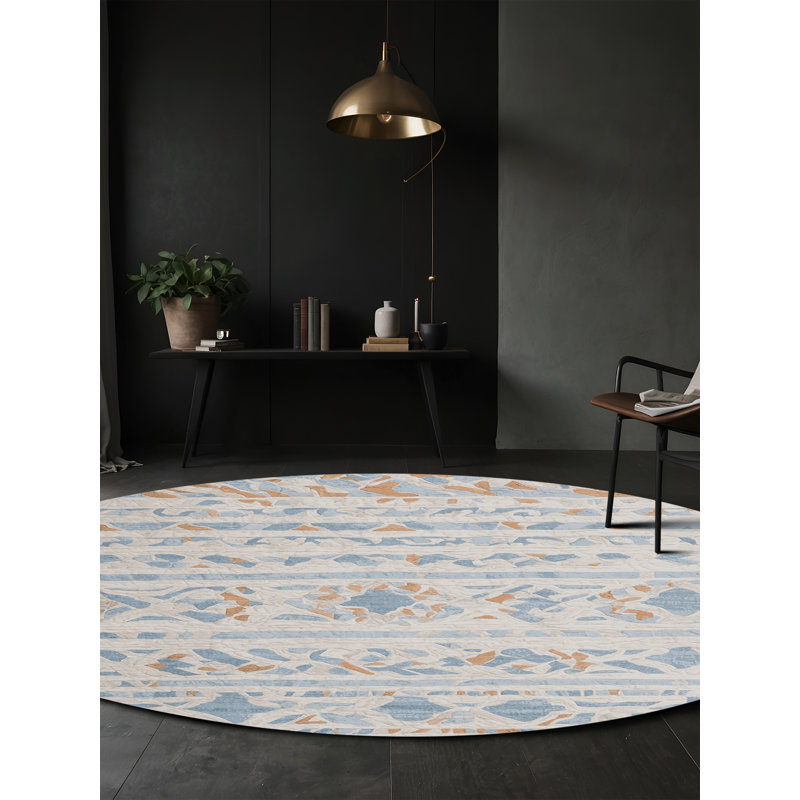 Machine Washable Beige Area Rug, Round 8'