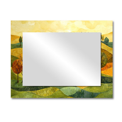 Countryside Golden Fields In Autumn II - Landscapes Accent Wall Mirror - Printed On Metal