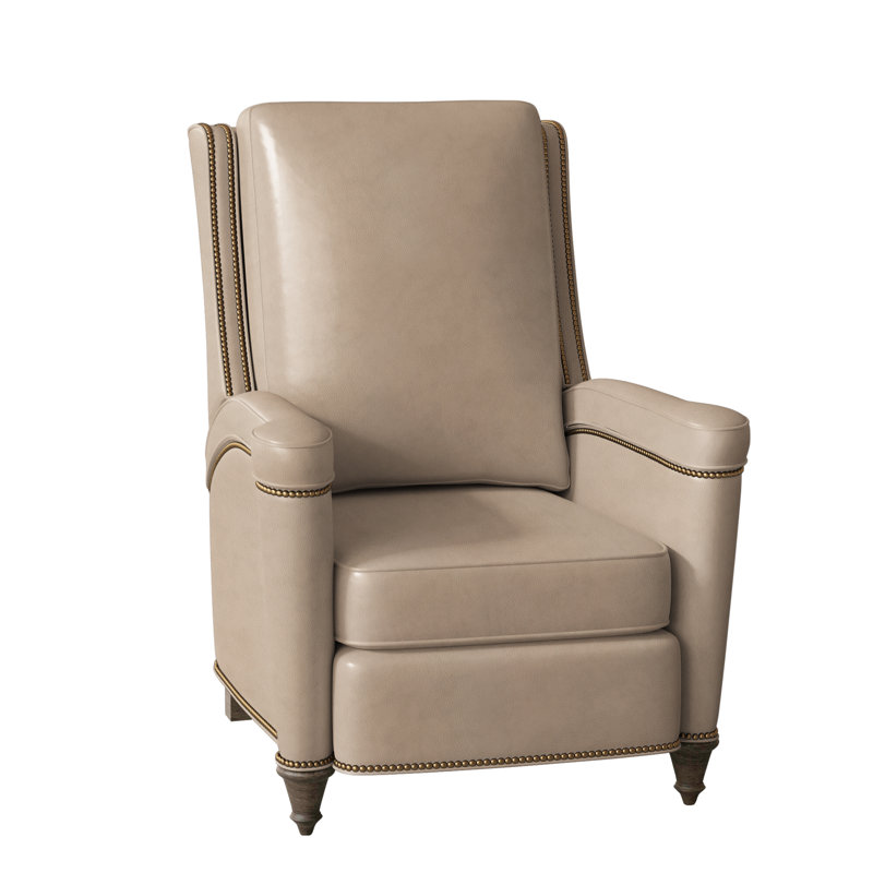 Mayes Recliner, Anilina Cacao Genuine Leather, Cobblestone, French Natural