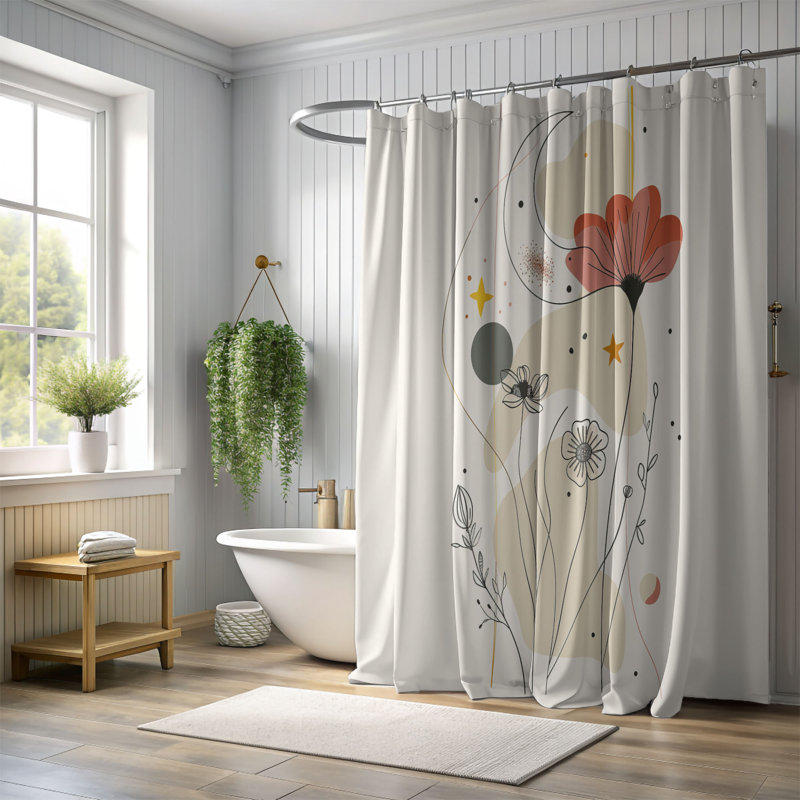 Rideau de douche standard 1 pièce Abstract Lines, H 74 po x l 40 po