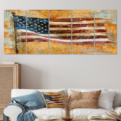 Drapeau «We Hold ces vérités dans le drapeau américain» - Patriotiste américain, art mural moderne, toile 5 pièces