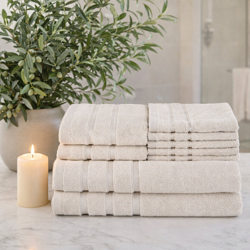  Bamboo 8-piece Towel Set – Warm Sand, Beige