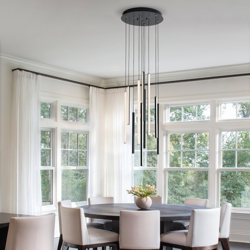 Modern Chandelier Black Cluster Pendant Kitchen Island Switch Dimmable,  82"H x 15.7"W x 5.7" D, 10 Lights