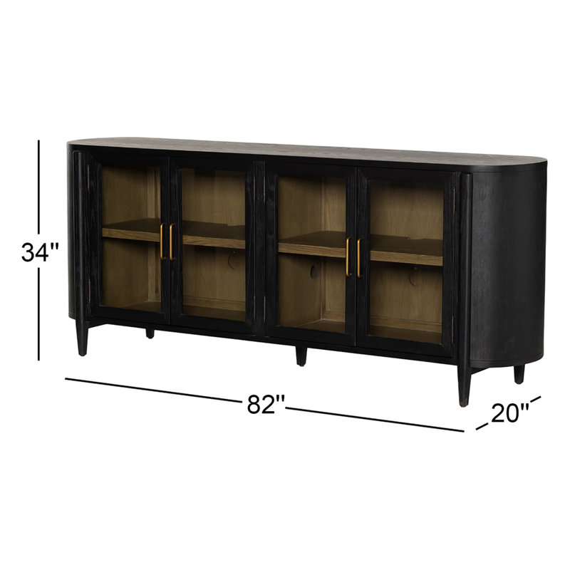 Tolle 82'' W Solid Wood Sideboard, Black