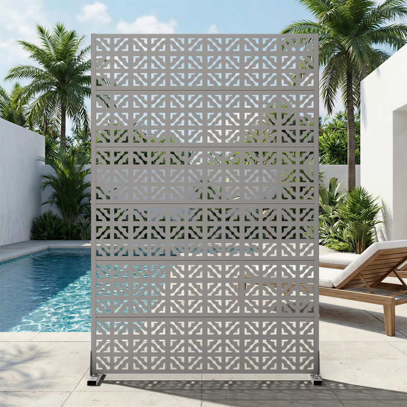 Panneau de clôture en métal pour l'extérieur, Gris