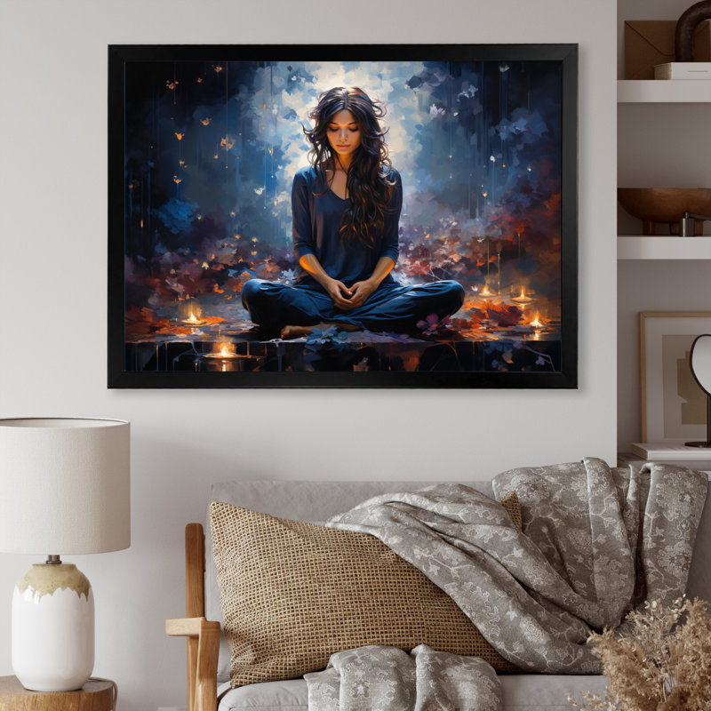 Yoga et le cosmos I, Noir, H 16 po x l 32 po x P 1 po