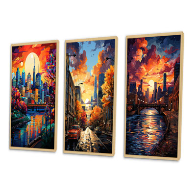 " Colorful City Montreal Popart " 3 - Pieces