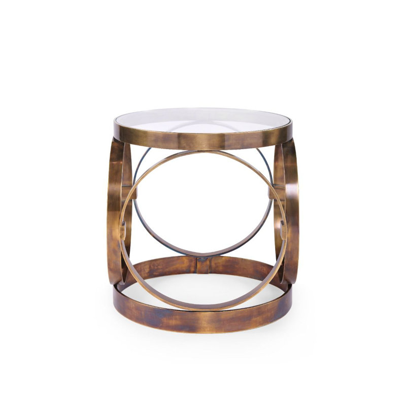 Stephen Glass End Table, Antique Brass