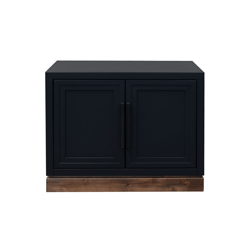 Armoire modulaire à 2 portes Nora, sans assemblage requis, finition noire et whisky, Noir