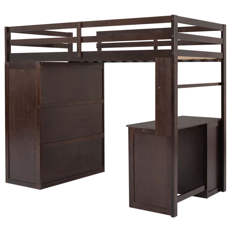 Loft Bed With Desk And Wardrobe, Espresso
