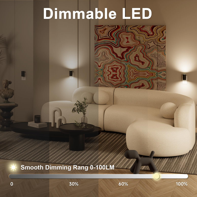 Dimmable Night Light Plugs Into Wall 0-100LM With 3 Light Modes, Dusk To Dawn Sensor, 2 Pack, Black