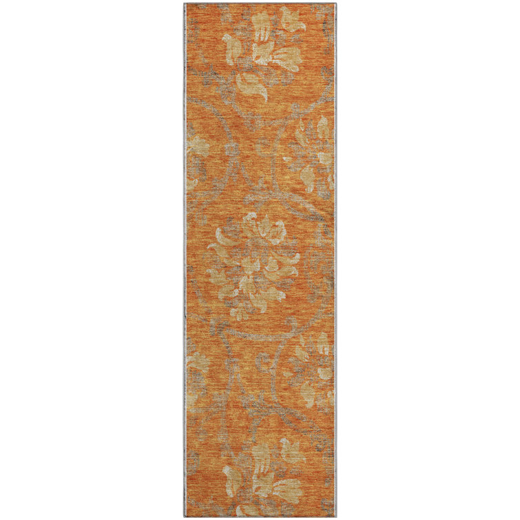Premium Machine Washable Prisco Orange Rug
