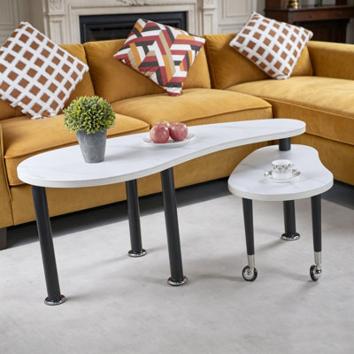 Walnut Wood Grain 360° Rotatable Coffee Table - Oak Veneer Top With Waterproof Wear-resistant Pu Paint, Sturdy Cocktail Table For Living Room & Bedroom