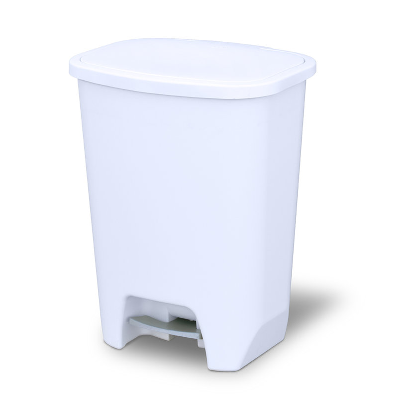 GLAD™ White Plastic Step Trash Can, 26.53" H x 20.25" W x 15.97" D, 20