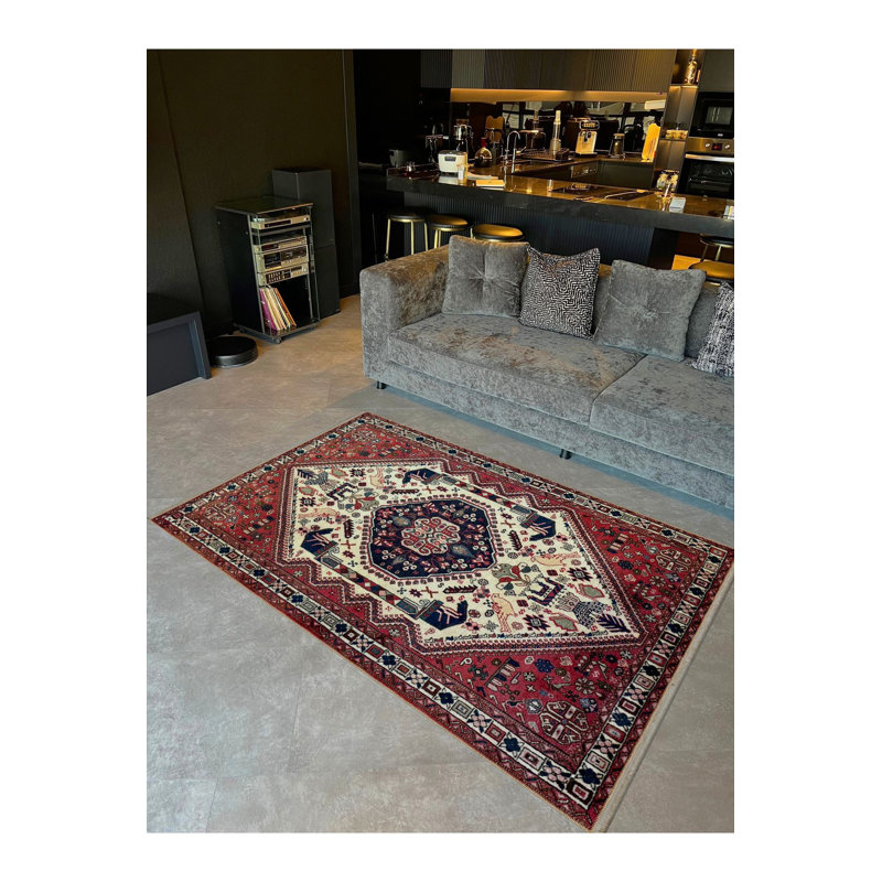 Tapis décoratif lavable à motif cerise à motif traditionnel rétro