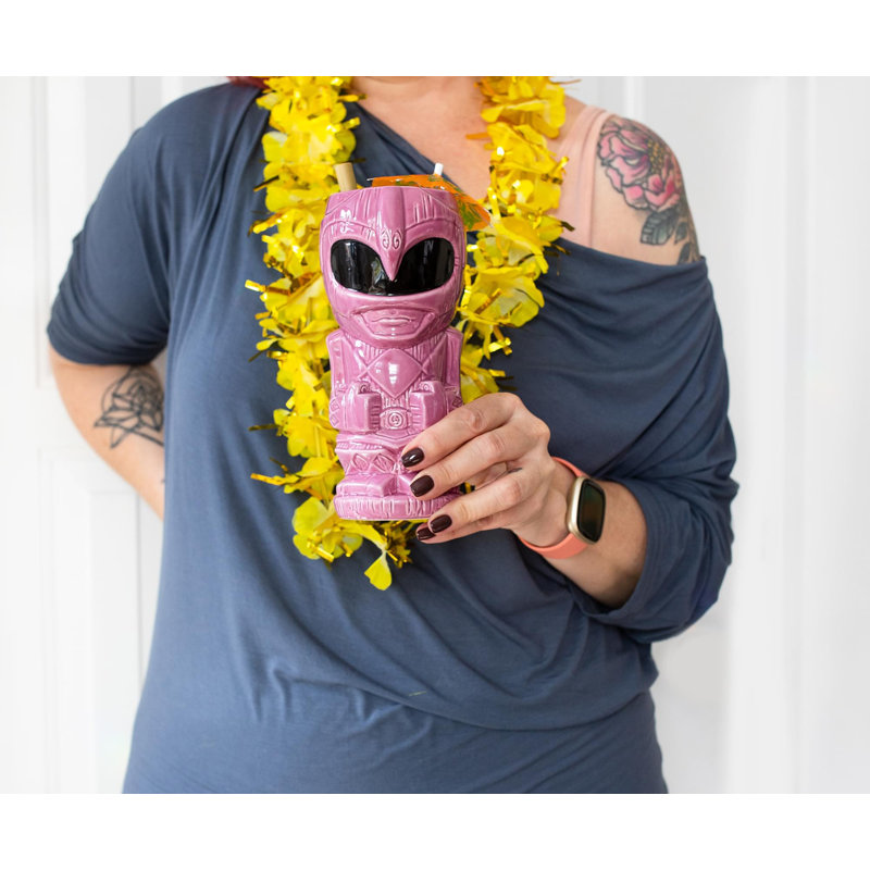 Tasse en céramique Geeki Tikis Power Rangers rose | Peut contenir 16 onces