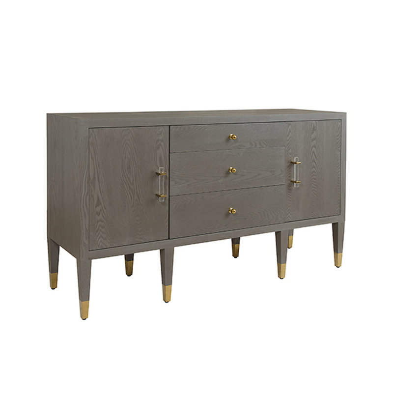 Javon 58'' Gray Solid Wood Sideboard with Brass Accents