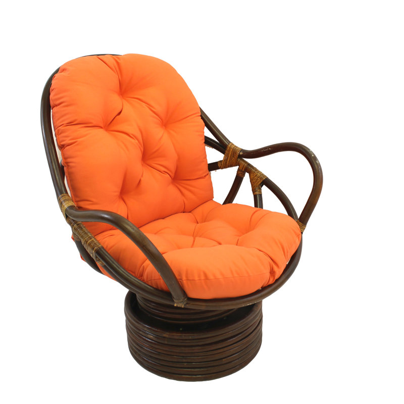 Bilyeu Upholstered Swivel Armchair, Tangerine Dream Cotton Twill