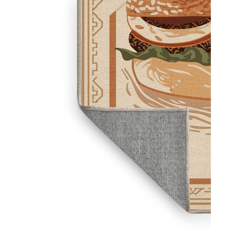 Tapis marocain décontracté Wilkerson hamburger lavable à la machine - Reliure beige, 6 X 9