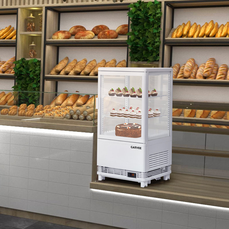 2.1 Cu.ft Commercial Refrigerator Display Case, Single-Door Pastry Display Fridge with Interior LED Lighting, Double-Layered Glass Countertop Bakery Display Refrigerator