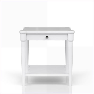 White Transitional Casual Coffee Table with 1 Drawer and Storage Shelf, Space-Saving for Living Room