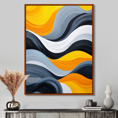 Oefuines bleues et jaunes océan lignes à vapeur III - art mural minimalisme