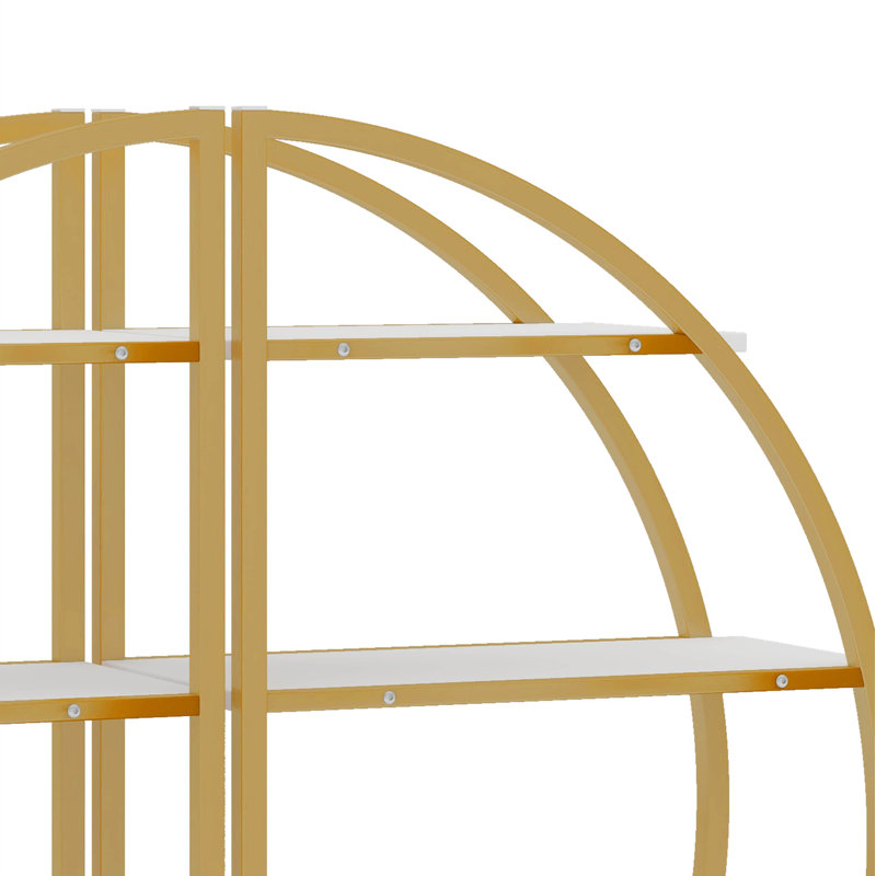 4 Tier Unique Round Bookshelf, Modern Bookcase Bookshelf With Different Placement Ways