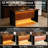 63" Modern Kitchen Island With Marble-Look Surface, Led Lights & Grille Design For Dining Room, Living Room(Island Only)