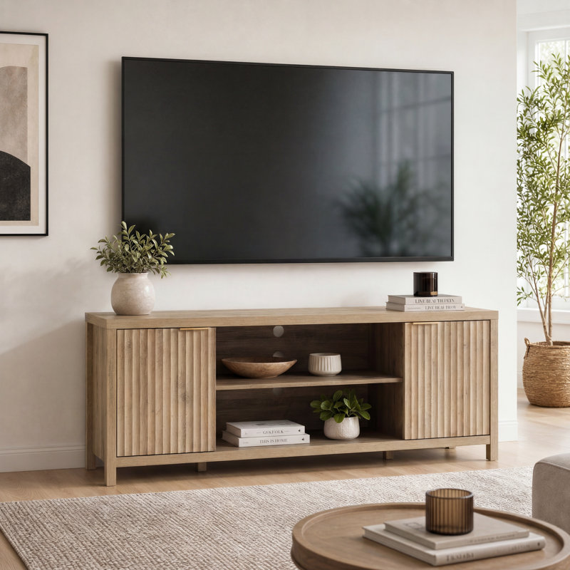Nicolee 170cm TV Stand for TVs up to 75", Sand Oak, 62.7cm H x 170cm L x 39cm W