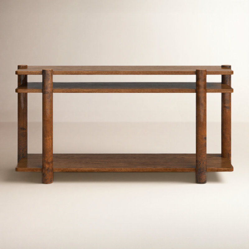 Hepburn 3 Shelf Wood Console Table, Medium Oak