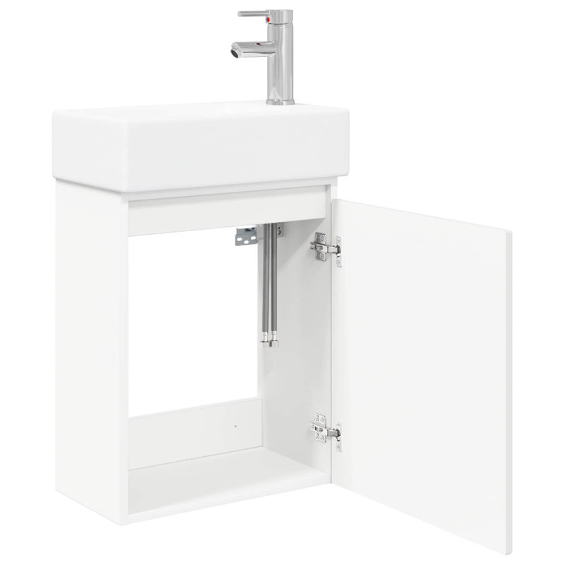 Single Bathroom Vanity with Ceramic Basin, White
