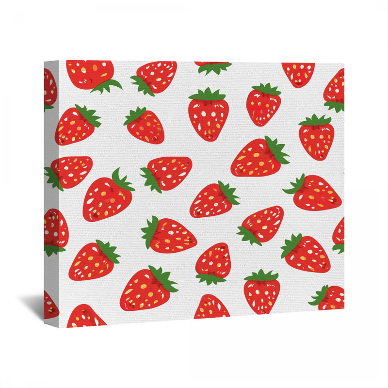 Décoration murale toile fraise - nourriture, H 12 po x l 12 po