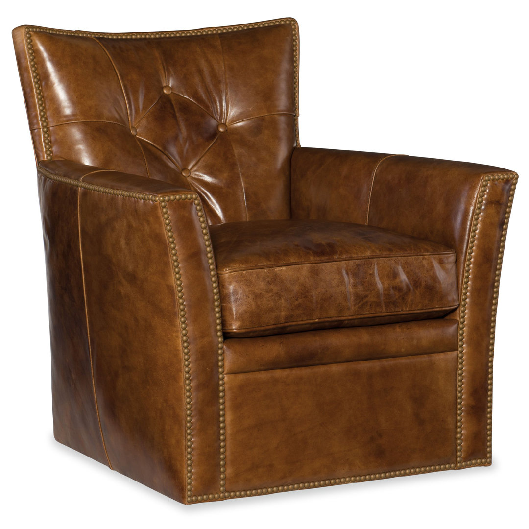 Calloway 31'' Wide Genuine Leather Swivel Club Chair Hooker Furniture Leather 