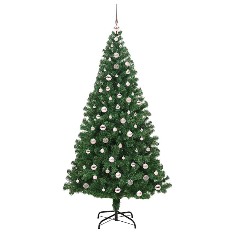 vidaXL Artificial Christmas Tree with 300 LEDs with Stand Green, 7.87 ft