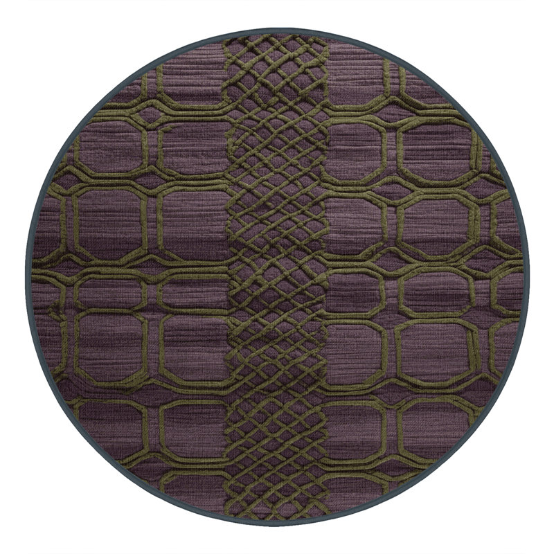 Tapis noir en treillis lavable à la machine, Rond 7 pi