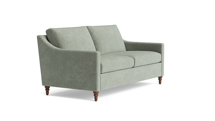 Vera Loveseat (70"), Walnut Finish (Turned), Performance Weave - Basil