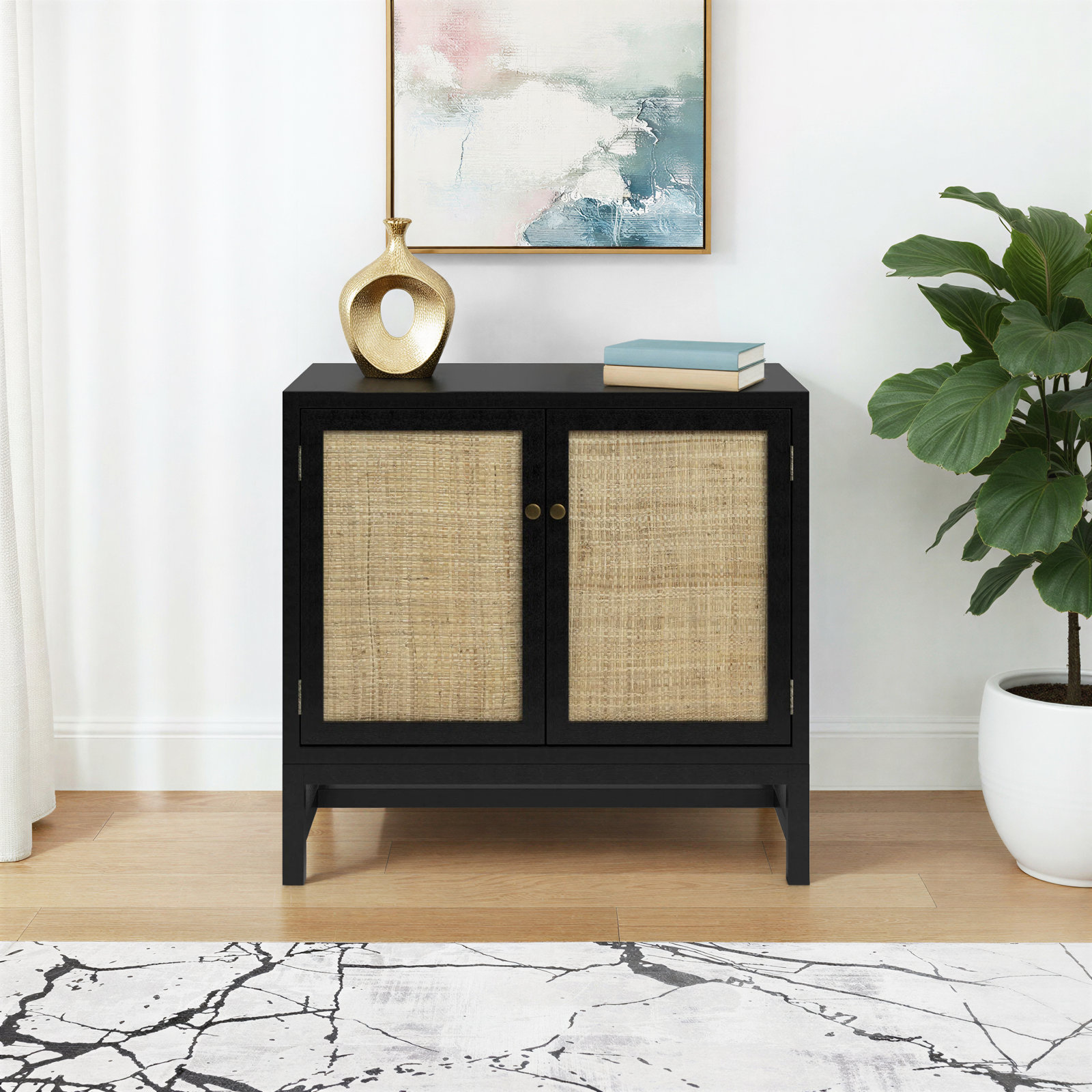 Tenee 29.5'' Tall 2 - Door Accent Cabinet, Black
