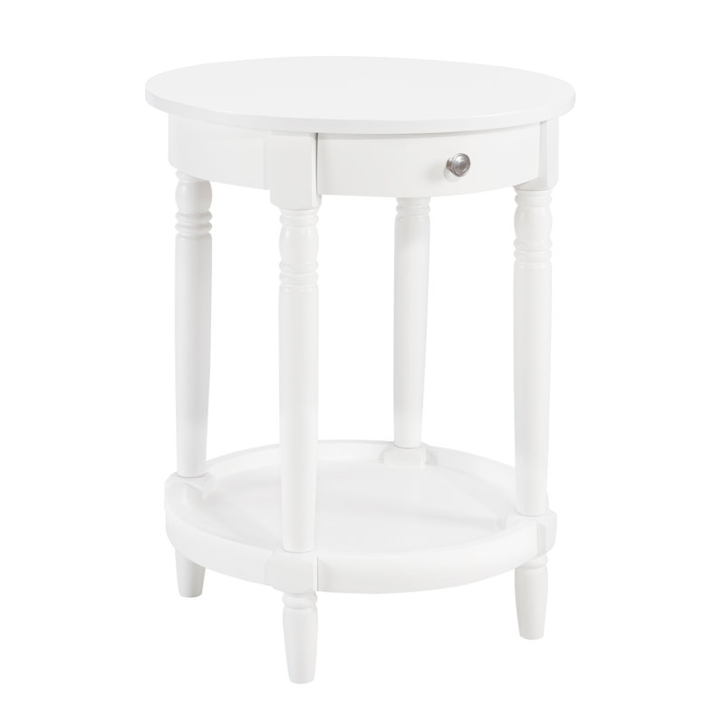 Mayall 18" Round End Table with Shelf, White